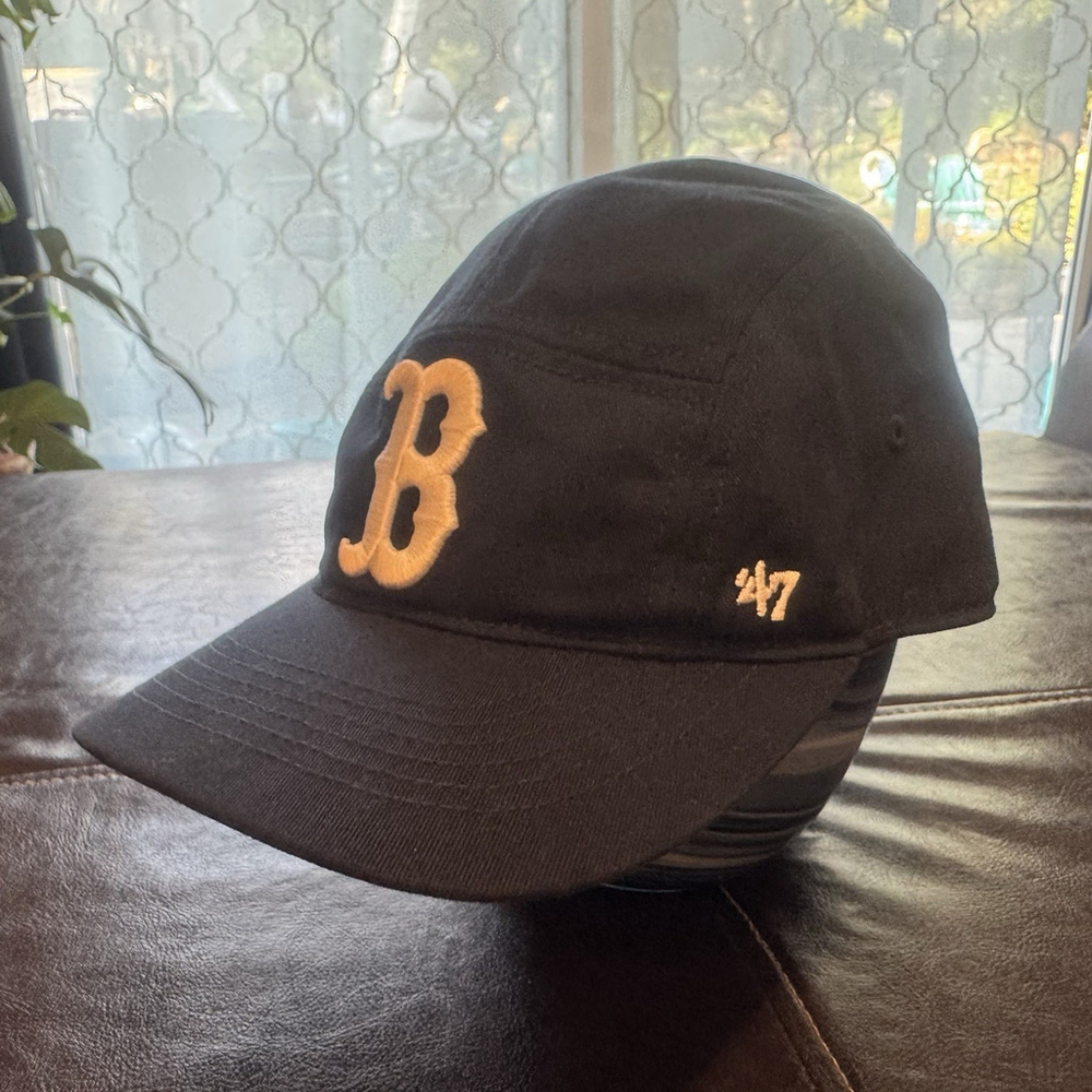 Boston Red Sox ‘47 Hat Cap Adjustable Leather Strap Blue Green Plain Logo